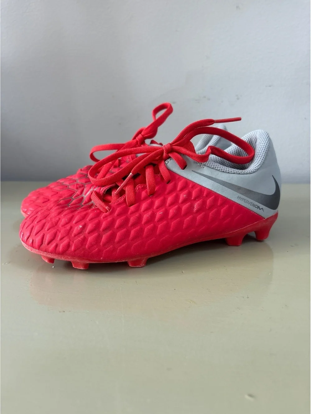 Nike Hypervenom Soccer Cleats Red and Gray Size 13 Kids Boys girls